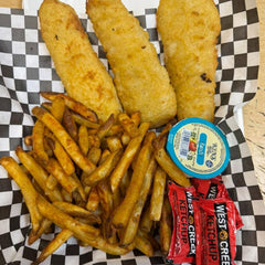 Fish and chip with one can of soda