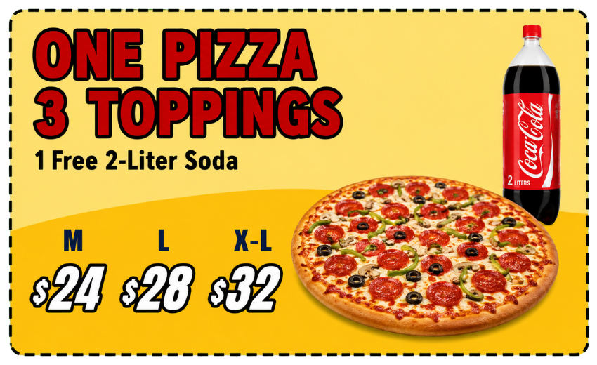 One Pizza 3 Toppings